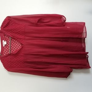 Lucky Brand deep red blouse sz L